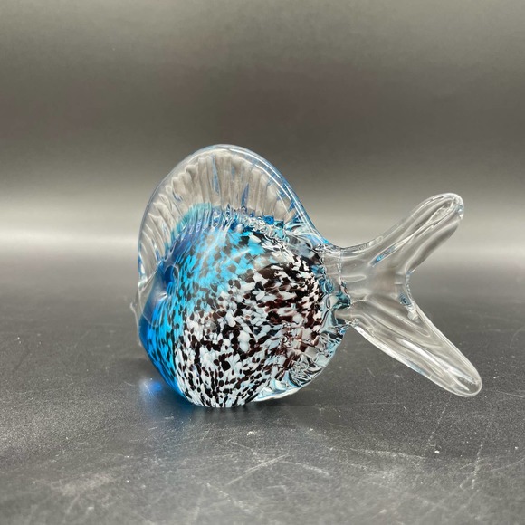 Art Glass Fish Paperweight Murano Style Tropical Fish Glass Figurine - Picture 4 of 12